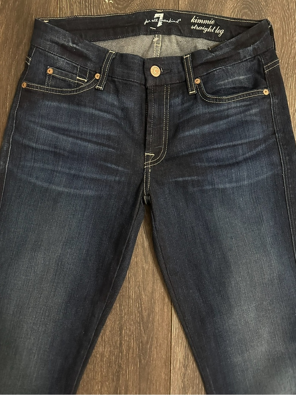 7 For All Mankind Kimmie Straight Leg Jeans Size 29 Dark Wash Mid Rise Classic - Picture 2 of 7